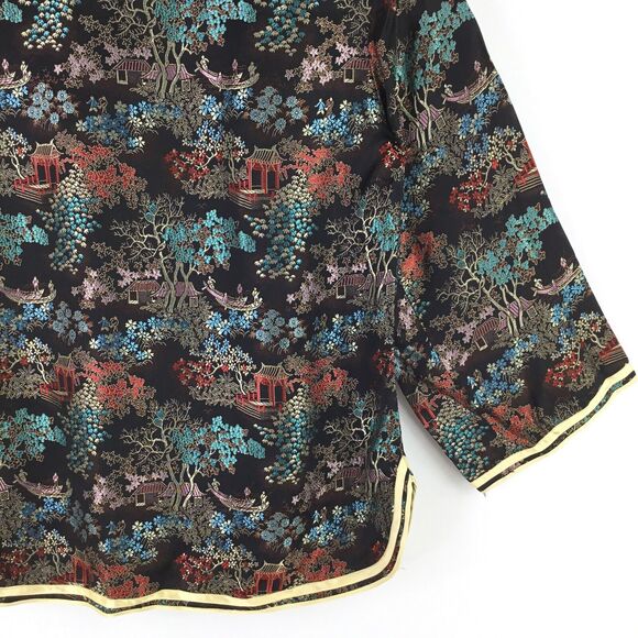 Vintage Solz Squirrel Satin Asian Jacket Womens sz L Black Multi 3/4 Sleeve NEW - Picture 8 of 11